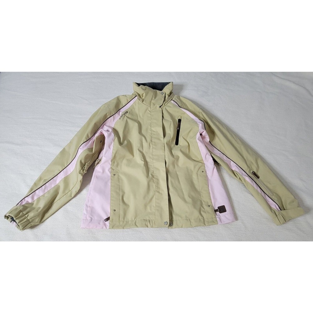 DNA Descente of North America Insulated Ski Jacket Womens Pockets Tan & Pink